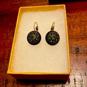 Black and green Chrystal earrings.